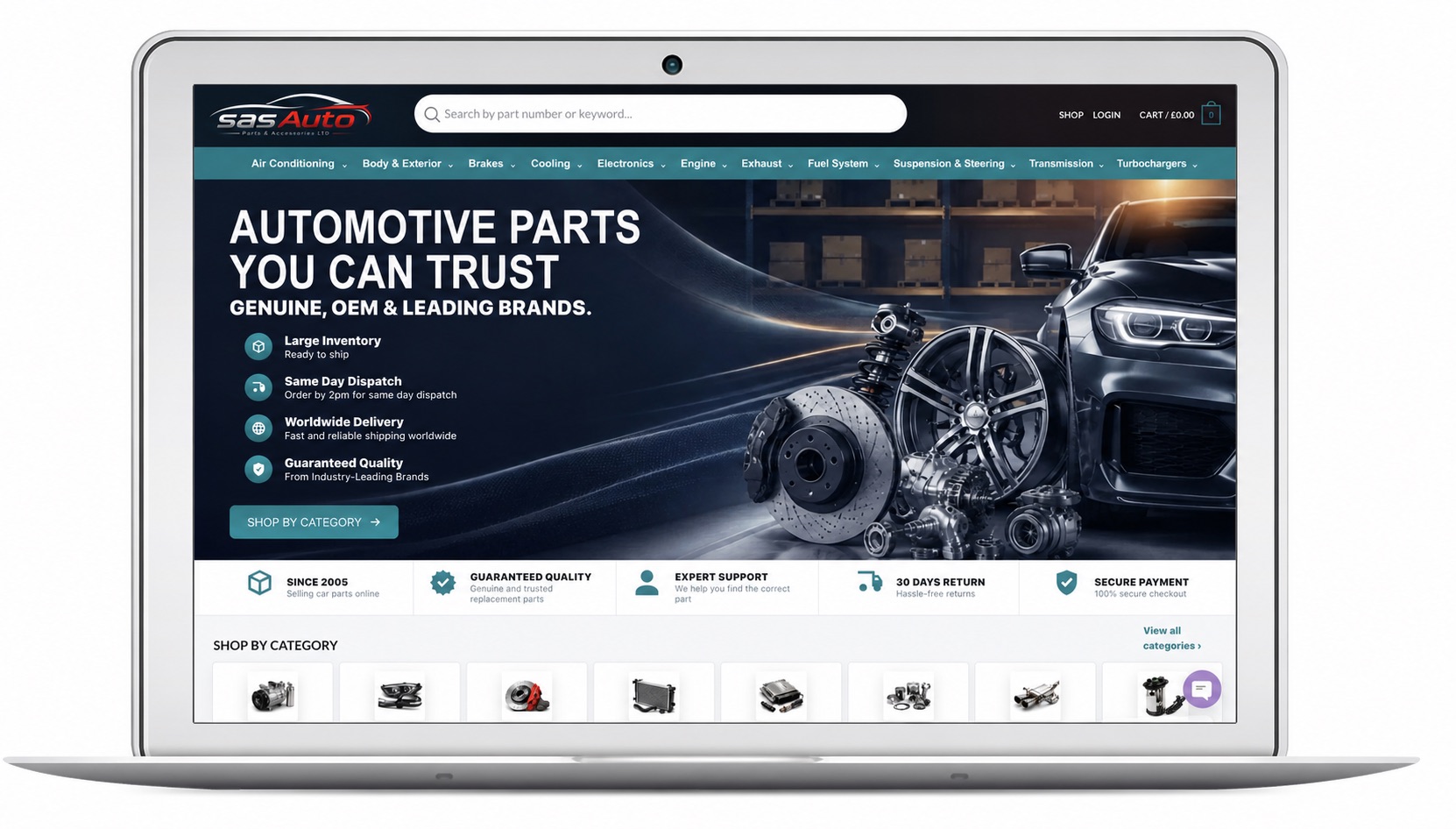 Zrzut ekranu realizacji: SAS Auto — części samochodowe